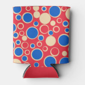 Rafraîchisseur Pour Canette Points Rouge Et Bleu Sur Rouge (Devant)