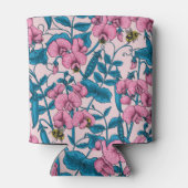 Rafraîchisseur Pour Canette Pois doux et bourdons, rose et bleu (Dos)