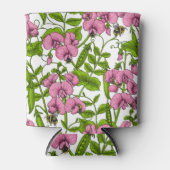 Rafraîchisseur Pour Canette Pois doux et bourdons, rose, vert et blanc (Devant)