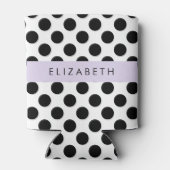 Rafraîchisseur Pour Canette Pois noirs et blancs, pointillés, Votre nom (Dos)