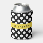 Rafraîchisseur Pour Canette Pois noirs et blancs, pointillés, Votre nom (Can devant)