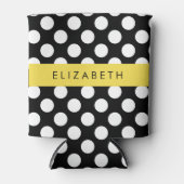 Rafraîchisseur Pour Canette Pois noirs et blancs, pointillés, Votre nom (Devant)
