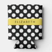 Rafraîchisseur Pour Canette Pois noirs et blancs, pointillés, Votre nom (Dos)
