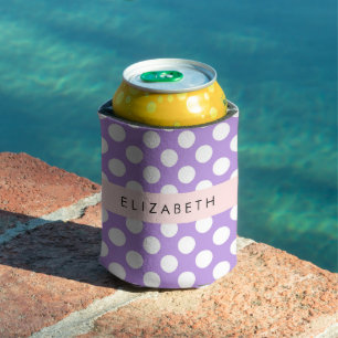 Rafraîchisseur Pour Canette Pois violets, Motif Pointe Polka, Votre Nom