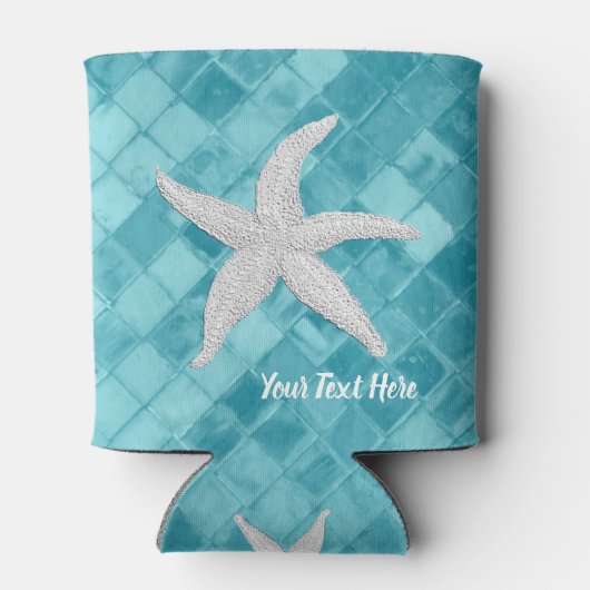 Rafraîchisseur Pour Canette Poisson blanc Aqua Verre de mer Votre texte (Dos)