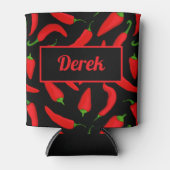 Rafraîchisseur Pour Canette Poivrons rouges sur Black Fiery Hot Custom (Devant)