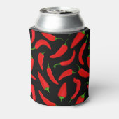 Rafraîchisseur Pour Canette Poivrons rouges sur Black Fiery Hot Custom (Can Dos)