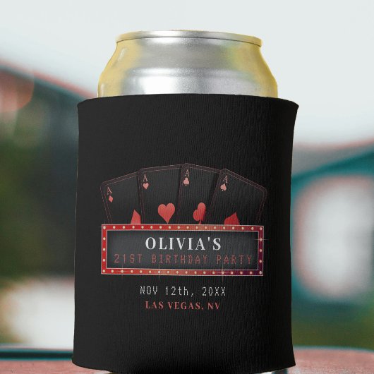Rafraîchisseur Pour Canette Poker Aces Rouge et Noir 21e fête d'anniversaire