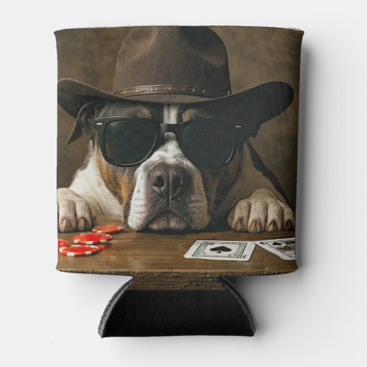 Rafraîchisseur Pour Canette Poker Black Jack Western Pitbull Cute (Devant)