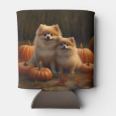 Rafraîchisseur Pour Canette Poméranien Chiot Automne Citrouille délice (Dos)