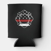 Rafraîchisseur Pour Canette Pompier Croix Maltaise & Ligne Rouge Mince (Devant)