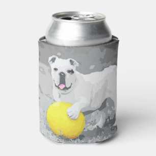 Rafraîchisseur Pour Canette Portrait anglais blanc de bouledogue avec la boule