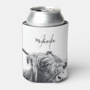 Rafraîchisseur Pour Canette Portrait de vache Highland premier monogramme noir