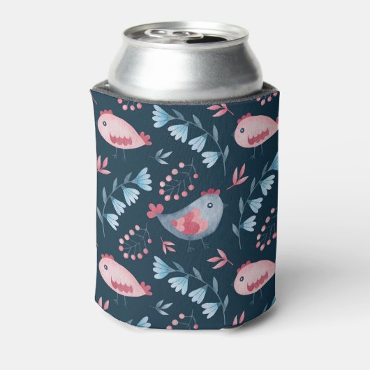 Rafraîchisseur Pour Canette Poulets folkloriques : Aquarelle Motif sans coutur (Can Dos)