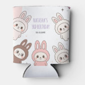 Rafraîchisseur Pour Canette Poupées Fluffées Pastel Bunny à thème Anniversaire (Devant)