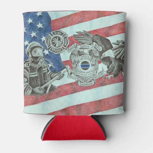 Rafraîchisseur Pour Canette Premier répondeur patriotique (Devant)