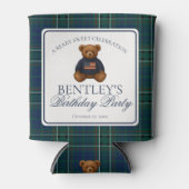 Rafraîchisseur Pour Canette Preppy Bear Tartan Pattern Boy Birthday Favor (Devant)