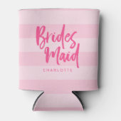 Rafraîchisseur Pour Canette Preppy Bridesmaid Nom Pink Stripes (Devant)