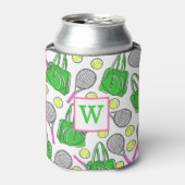 Rafraîchisseur Pour Canette Préppy Green Pink Tennis Racquet Balls Initiale (Can devant)