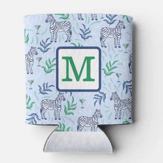 Rafraîchisseur Pour Canette Preppy Navy Zebra Martinis Blue Monogram (Dos)