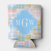 Rafraîchisseur Pour Canette Preppy Patchwork Madras Pastel Quatrefoil Initials (Dos)