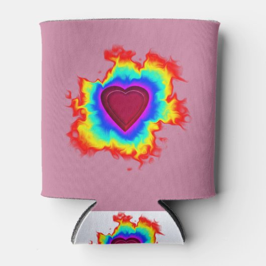 Rafraîchisseur Pour Canette Psychédélique Aura double coeur (Devant)