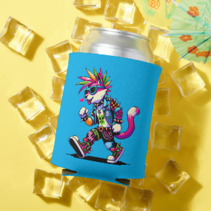 Rafraîchisseur Pour Canette Punk Attitude Chat - Pixel Cool Art Rebel Design