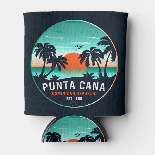 Rafraîchisseur Pour Canette Punta Cana Dominicaine Retro Sunset Souvenir 80s (Devant)