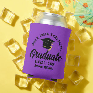 Rafraîchisseur Pour Canette Purple Black Graduate Custom Graduate Party