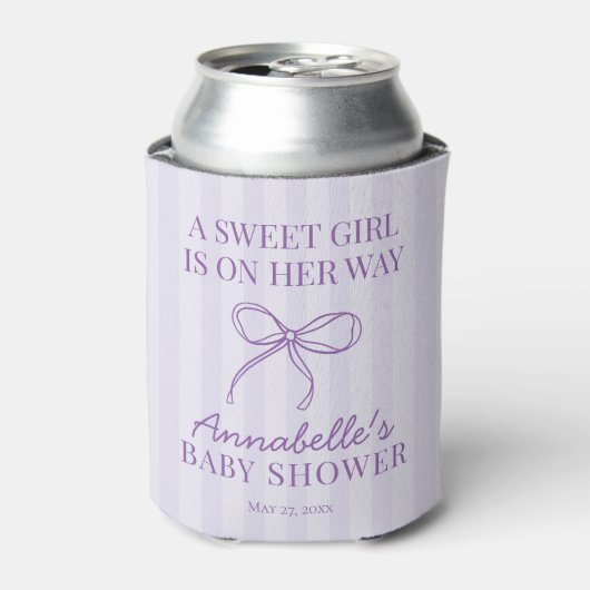 Rafraîchisseur Pour Canette Purple Coquette Bow Pastel Baby shower Favoriser (Can devant)