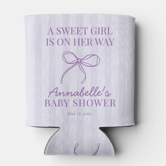 Rafraîchisseur Pour Canette Purple Coquette Bow Pastel Baby shower Favoriser (Dos)
