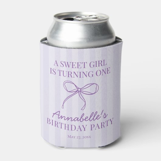Rafraîchisseur Pour Canette Purple Coquette Bow Pastel Lavender Anniversaire F (Can devant)