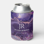Rafraîchisseur Pour Canette Purple glittery agate texture monogram (Can devant)
