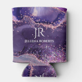 Rafraîchisseur Pour Canette Purple glittery agate texture monogram (Dos)