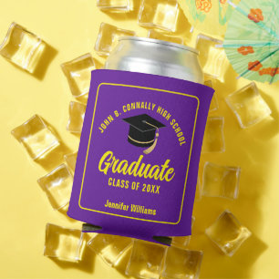 Rafraîchisseur Pour Canette Purple Jaune Graduate sur mesure fête de graduatio