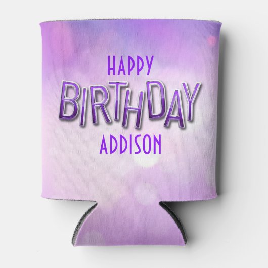 Rafraîchisseur Pour Canette Purple Pink Bokeh Anniversaire (Devant)