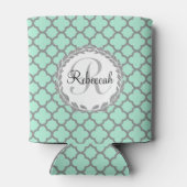 Rafraîchisseur Pour Canette Quatrefoil vert et gris Monogram Laurel (Dos)