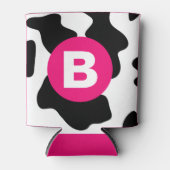 Rafraîchisseur Pour Canette Quirky Cow Patch Pattern Pink Monogram (Devant)