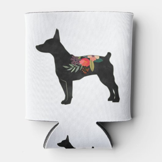 Rafraîchisseur Pour Canette Rat Terrier CC Chien Boho Floral Silhouette (Devant)