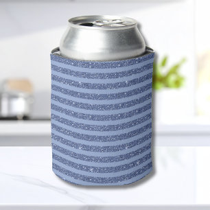 Rafraîchisseur Pour Canette Rayures horizontales de style paillettes indigo fo