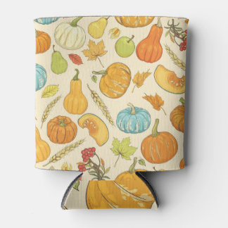 Rafraîchisseur Pour Canette Récolte d'automne : Citrouille et Feuille Motif