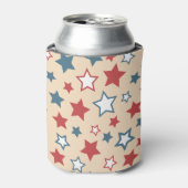 Rafraîchisseur Pour Canette Red and Blue Stars, 4th of July, Beige Background (Can devant)