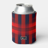 Rafraîchisseur Pour Canette Red Bokeh Buffalo Plaid Monogram (Can devant)