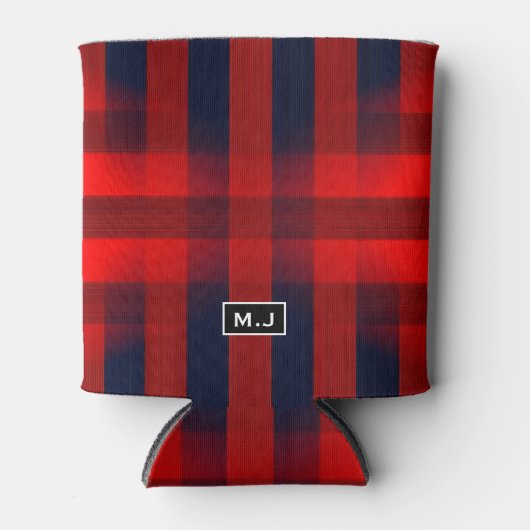 Rafraîchisseur Pour Canette Red Bokeh Buffalo Plaid Monogram (Devant)