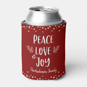 Rafraîchisseur Pour Canette Red Gold Peace Love Joie Typographie moderne Confe