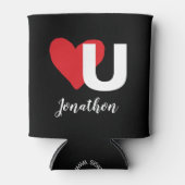 Rafraîchisseur Pour Canette Red Heart U Love Valentine's Day Monogrammed Nom (Devant)