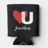 Rafraîchisseur Pour Canette Red Heart U Love Valentine's Day Monogrammed Nom (Dos)