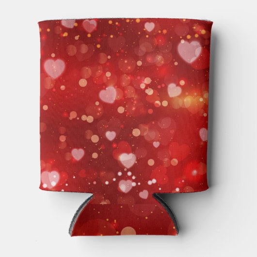 Rafraîchisseur Pour Canette Red Hearts et Bokeh (Devant)