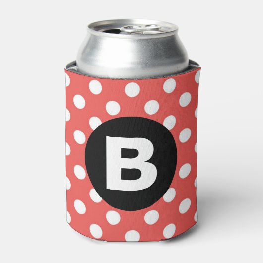 Rafraîchisseur Pour Canette Red Polka Dot Pattern Black Monogram (Can devant)