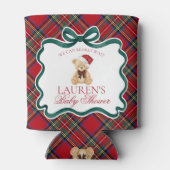 Rafraîchisseur Pour Canette Red Tartan Plaid Christmas Bear Baby Shower Favor (Dos)